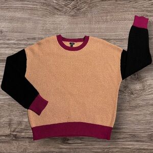 Express Tan and Burgundy Ribbed Sweater